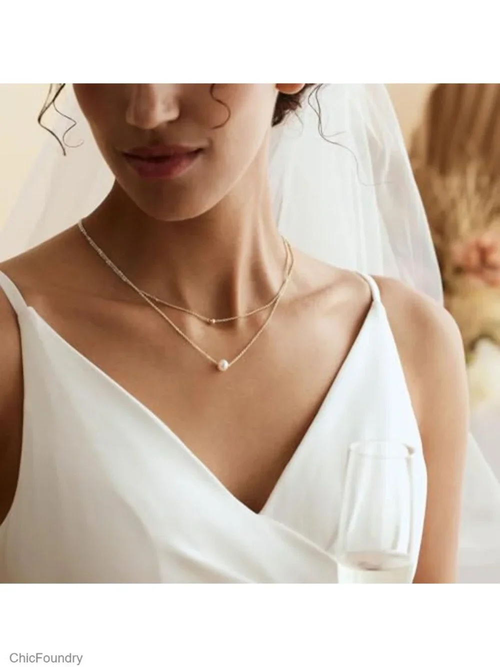 Gold Plated Freshwater Pearl Pendant Necklace for Women Bridesmaid Gift